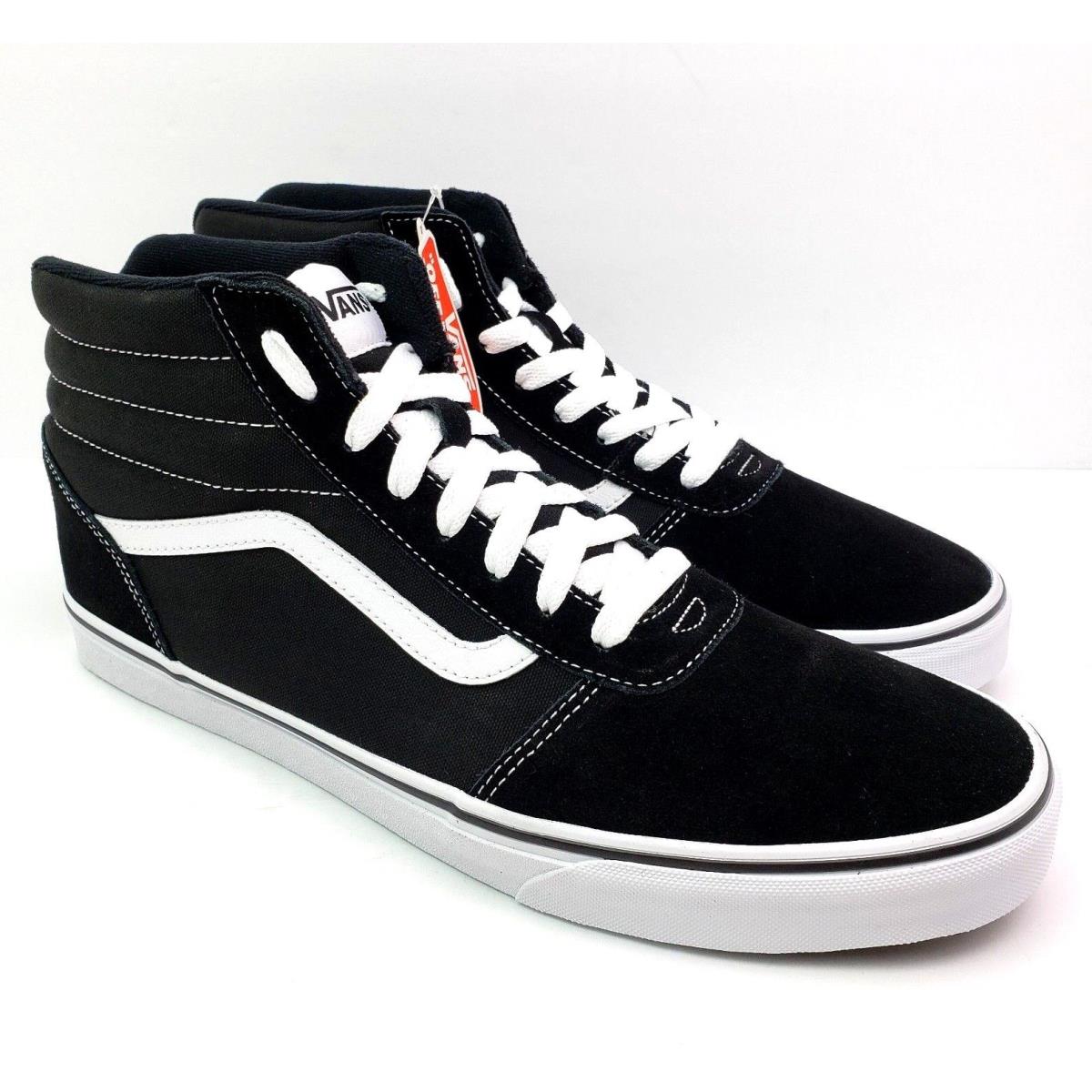 Vans Ward Hi Mens Size 14 Black White Suede Canvas Skate Sneaker Shoes