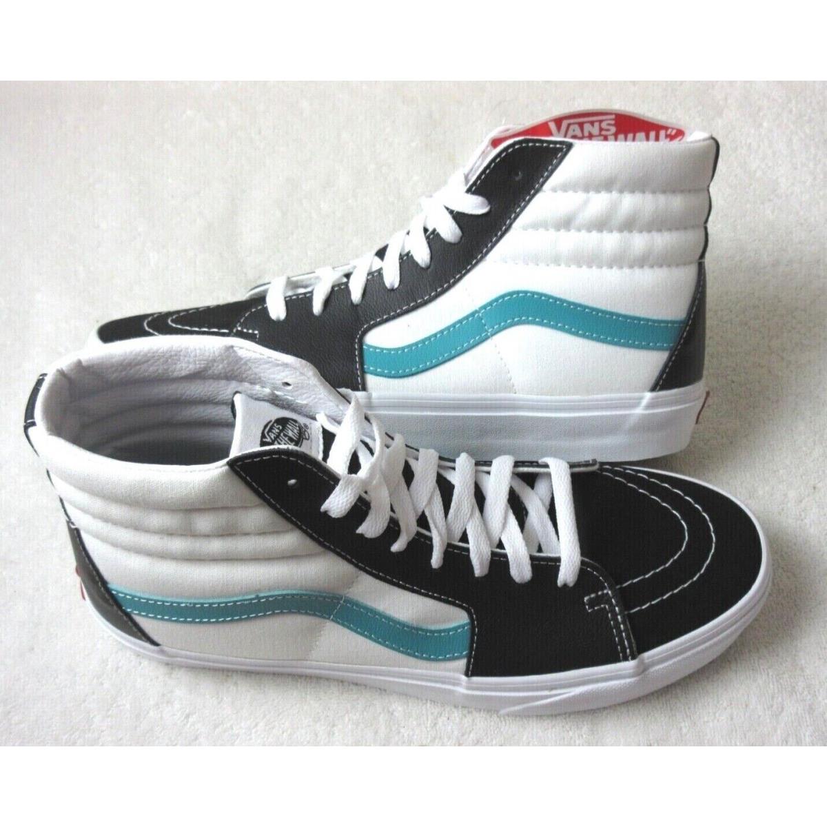 Vans Sk8-Hi Men`s Classic Sport Black True White Canvas Leather Shoes Size 9