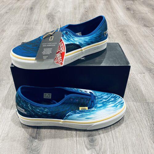 Vans Authentic Shoe National Geographic Ocean Blue Men`s Sneakers Size 9