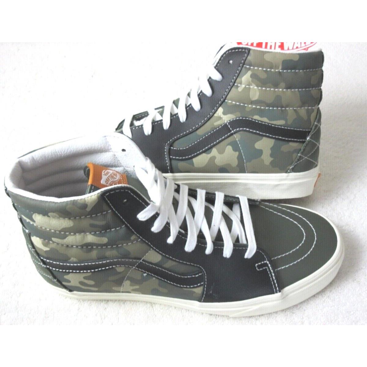 Vans Men`s Sk8-Hi Mixed Utility Camo Quilted Shoes Green Black White Size 9