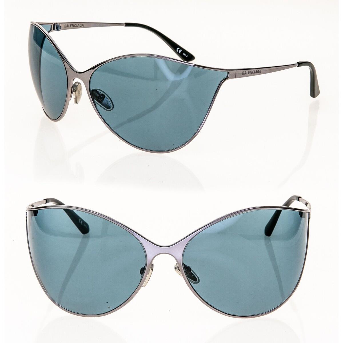 Balenciaga Vision 0137 Fashion Wrap Ruthenium Blue Metal Sunglasses BB0137S 002