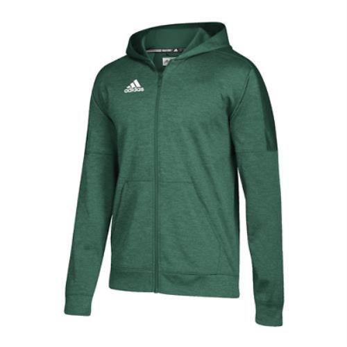 Adidas Women`s Athletics Team Issue Full-zip Hoodie Dark Green Melange/White