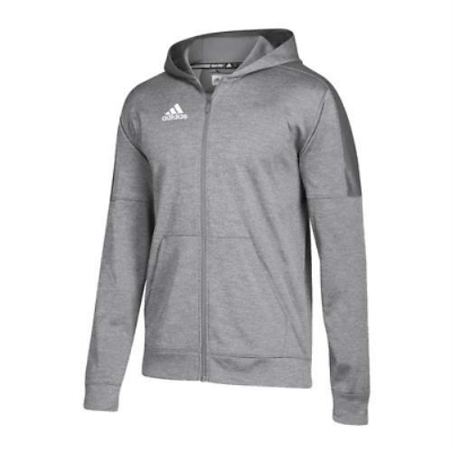 Adidas Women`s Athletics Team Issue Full-zip Hoodie Grey Two Melange/White