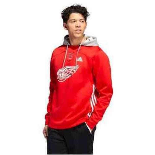 Adidas Men`s Nhl Detroit Red Wings Skate Lace Hoodie Hoody Sweatshirt