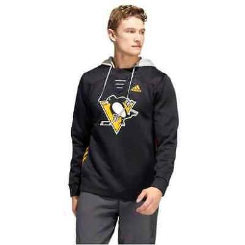 Adidas Men`s Nhl Pittsburgh Penguins Skate Lace Hoodie Hoody Sweatshirt