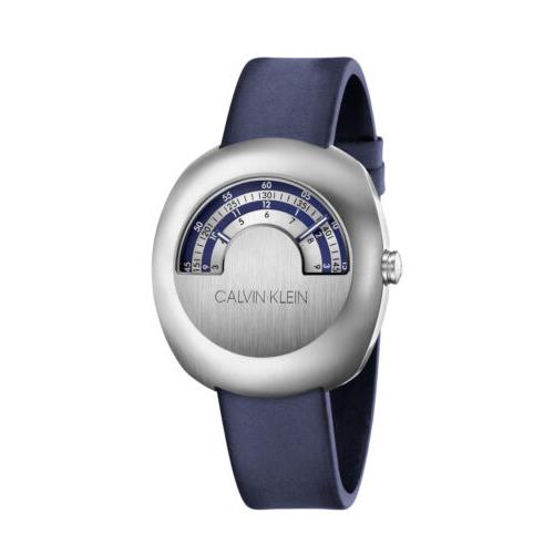 Calvin Klein Men`s K9M311VN Glimps Blue and Silver Dial 39mm Leather Watch