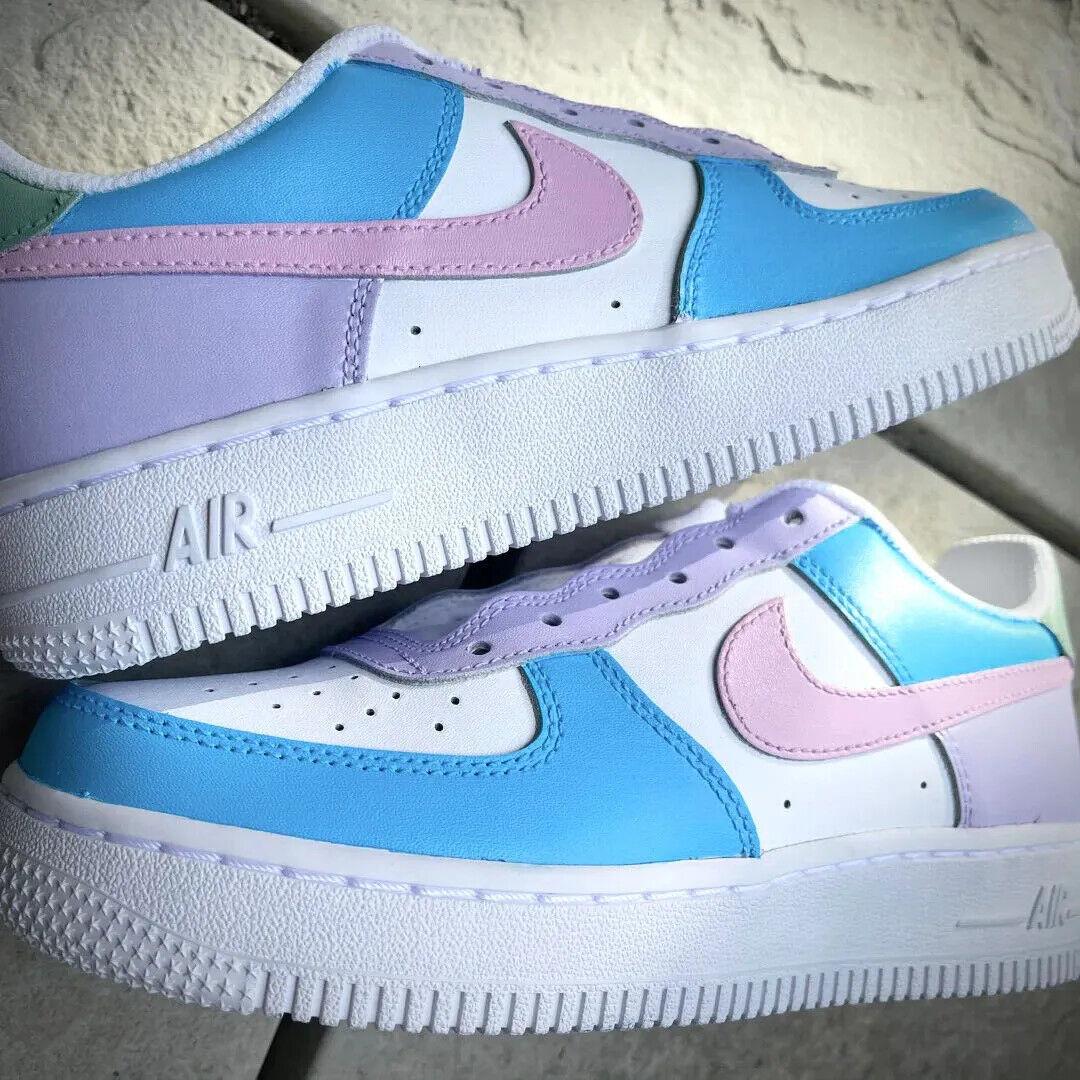 nike pink purple and blue shoes