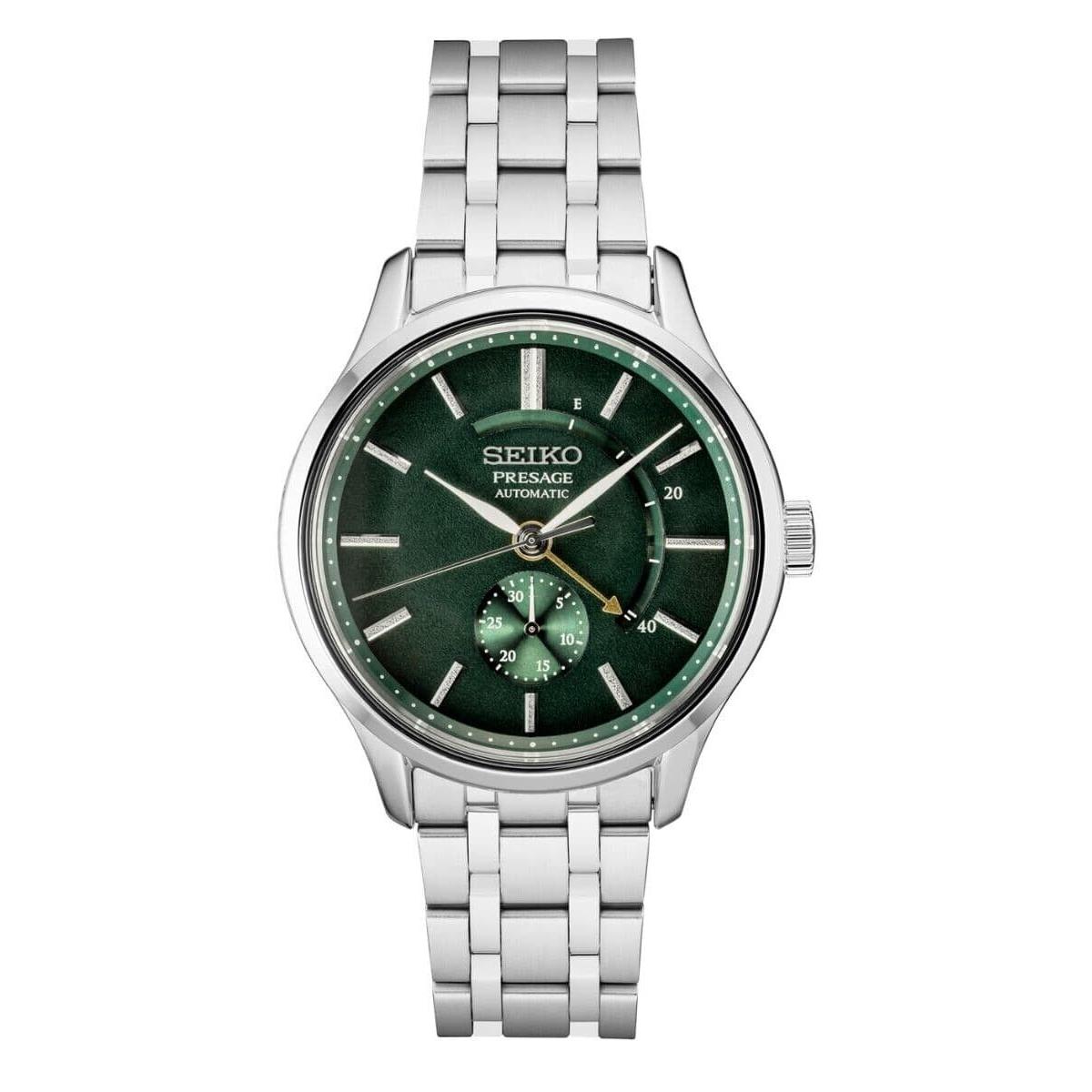 Seiko Presage SSA397 Gmt Stainless Steel 42 mm Green Dial Automatic Men`s Watch