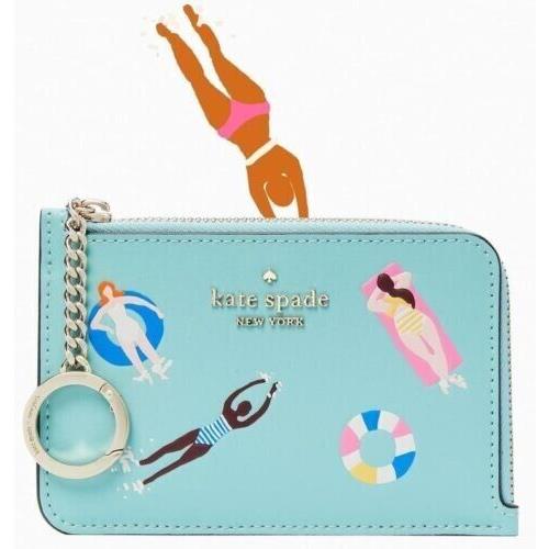 Kate Spade Medium L-zip Card Holder Splash Pool Float K7200 Retail FS