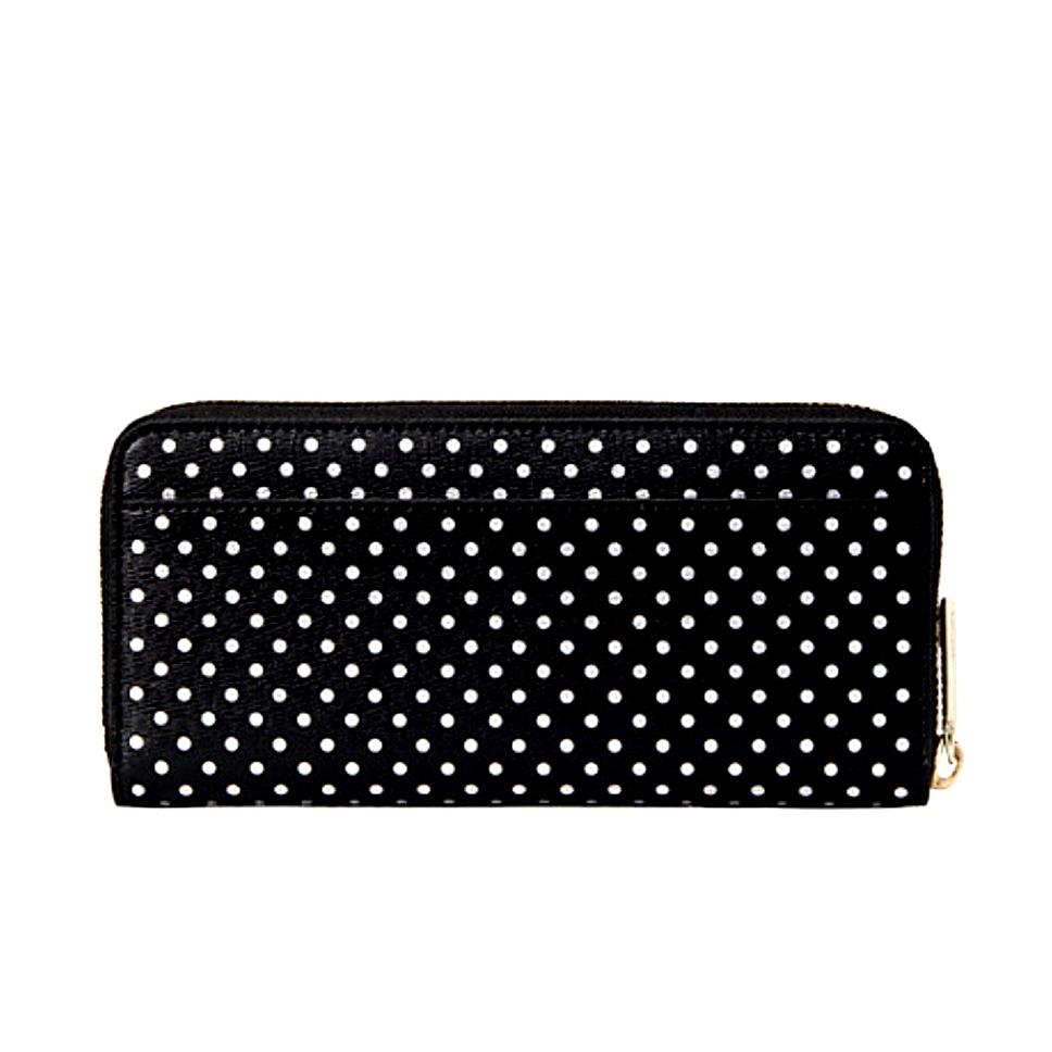 Kate Spade Spencer Metallic Dot Slim Continental Zip Around Wallet Black