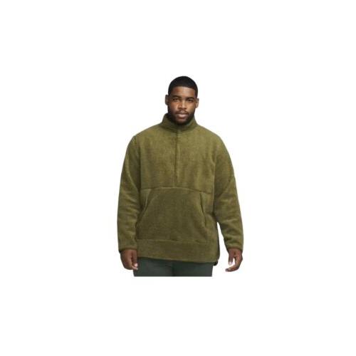 Nike Men s Yoga Sherpa Fleece Sweatshirt DD2182-326 Olive Green Size Large