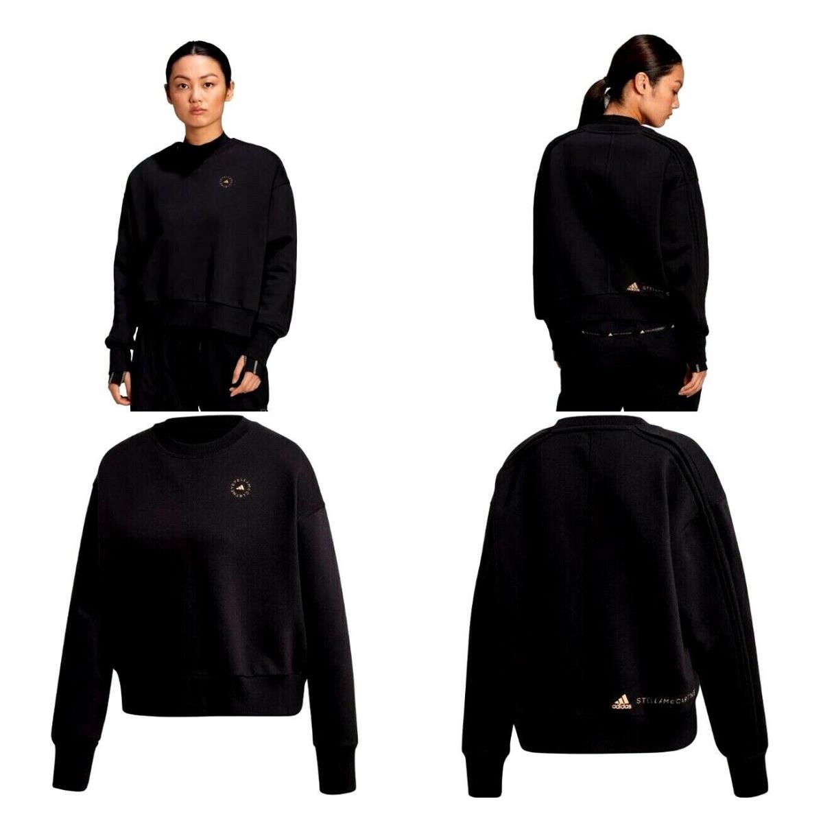 Adidas X Stella Mccartney Loose Fit Cotton Sweatshirt Black Color Medium FU0720