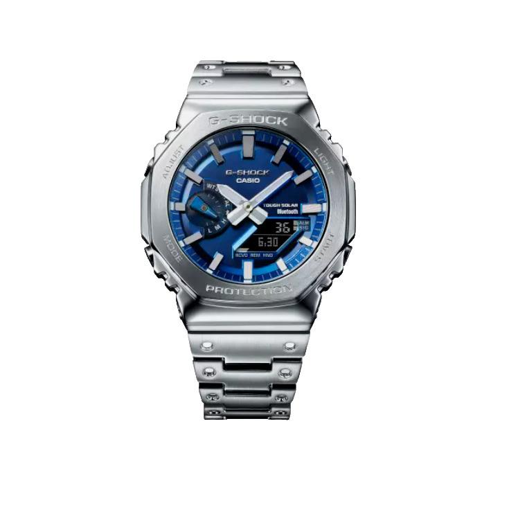 Casio G Shock Mens Blue Silver Wrist Watch Stainless Steel GMB2100