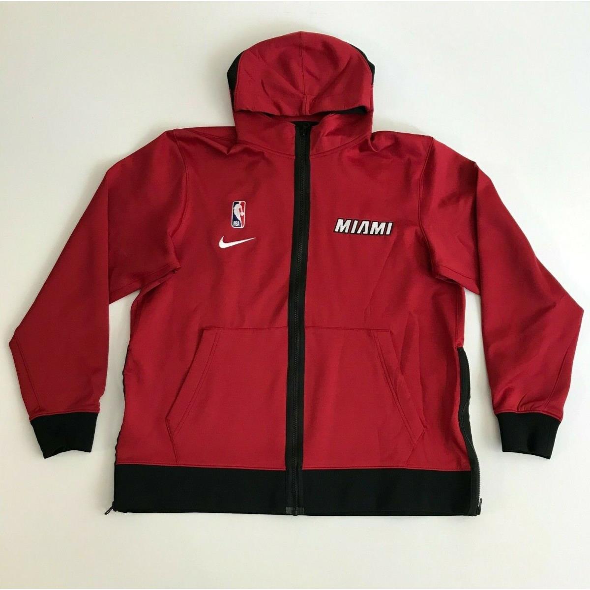 Nike Hoodie Jacket Mens Medium Red Black White Miami Heat Therma Flex Zip