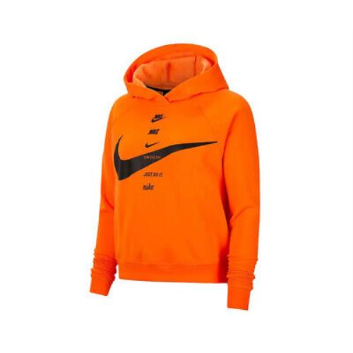 Nike Nsw Swoosh Fleece Womens Active Hoodies Size S Color: Orange/total Orange