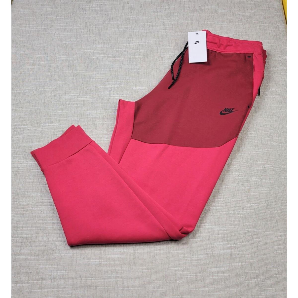 Nike Tech Fleece Jogger Pants XL Mens Maroon Red Berry Colorblock Tapered Slim