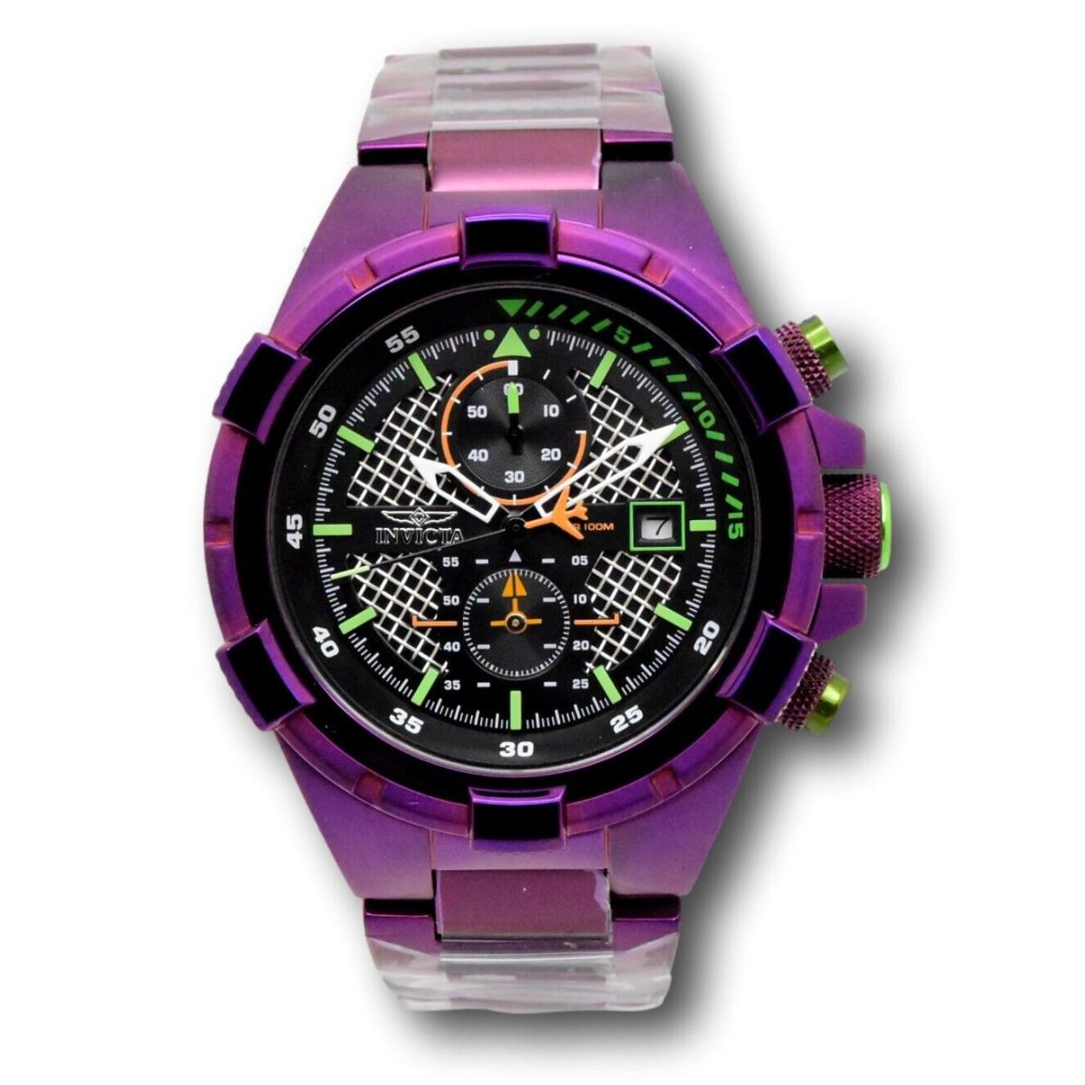 Invicta Aviator Men`s 51mm Dark Purple Radar Stainless Chronograph Watch 39390