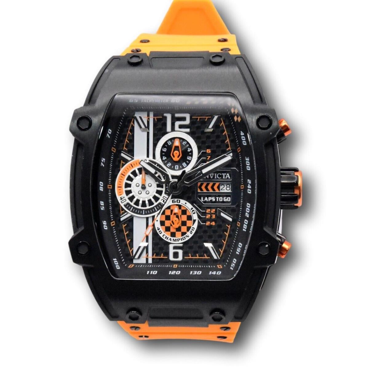 Invicta S1 Rally Diablo Men`s 48mm Large Carbon Fiber Chronograph Watch 44136 - Dial: Black Multicolor Orange White, Band: Orange, Bezel: Black