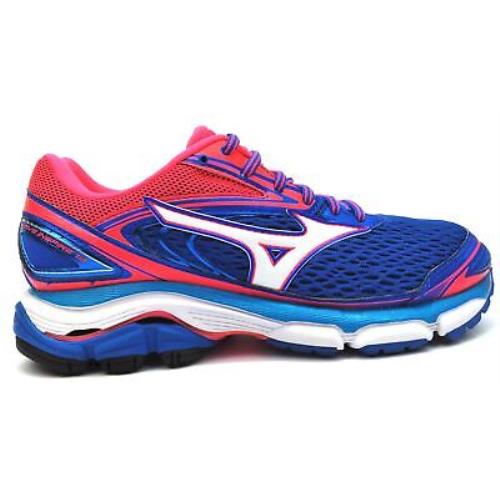 Mizuno Women`s Wave Inspire 13 Running Shoes Strong Blue Diva Pink White