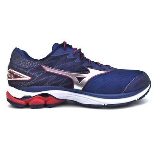 Mizuno Men`s Wave Rider 20 Lace Up Lightweight Running Shoes Blue Silver