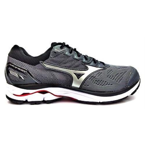 Mizuno Mens Wave Rider 21 Lace Up Lightweight Knit Running Shoes Black Gray 9 2E