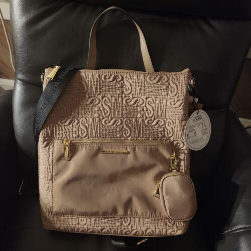 Steve Madden Quilted SM Beige Taupe Backpack 15x13 Cosmetic Key Bags