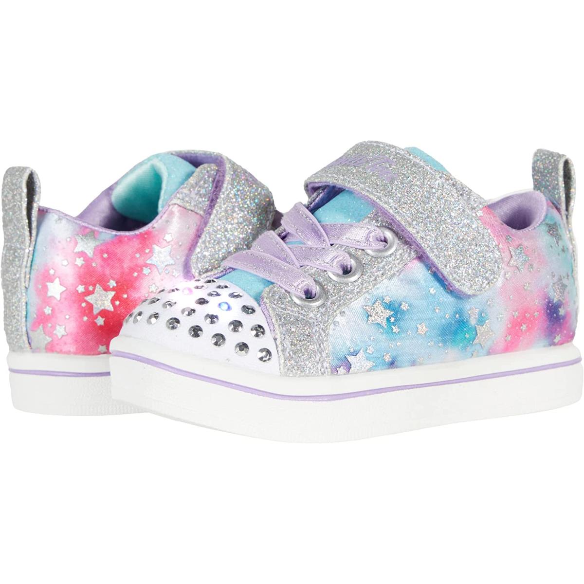 Girl`s Shoes Skechers Kids Twinkle Toes - Sparkle Rayz 314836N Toddler Silver/Multi