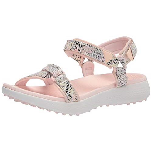 Skechers Women`s 600 Spikeless Golf Sandals Shoe - Choose Sz/col Light Pink/Multi Snake Print