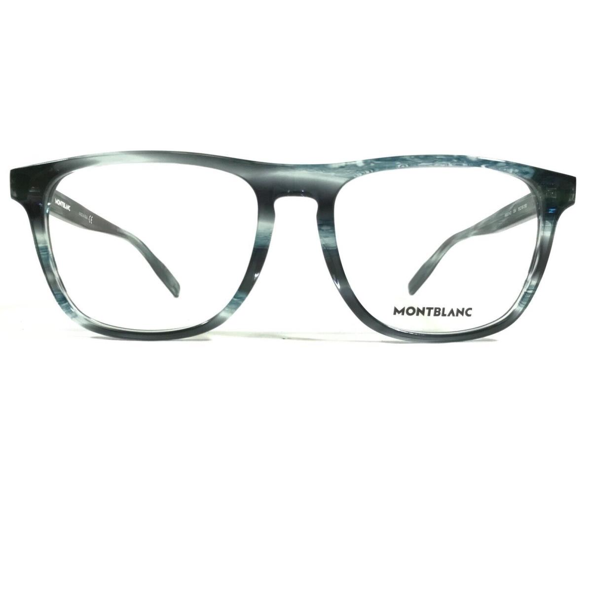 Montblanc Eyeglasses Frames MB0014O 004 Blue Horn Full Rim Side Logos 55-18-150