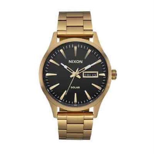Nixon Sentry Solar SS Watch All Gold/black Stainless Steel Analog Watch