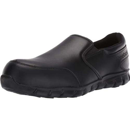 Reebok Men`s Sneaker Shoe Black US 5.5 M Slip ON Sublite Cushion Safety Toe