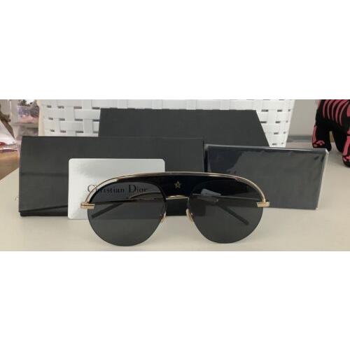 BNIB CHRISTIAN DIOR 2M22K BLACK/GOLD STAR METAL PILOT SUNGLASSES