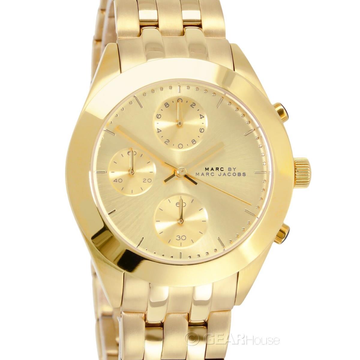 Marc by Marc Jacobs Womens Peeker Chronograph Watch Gold Dial Stainless Steel