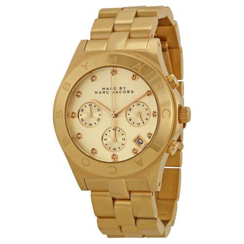 Marc Jacobs Blade Chronograph Gold Dial Stainless Steel Ladies Watch P11