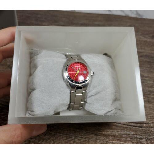 DKNY watch Red - Red Dial, Silver Band, Silver Bezel
