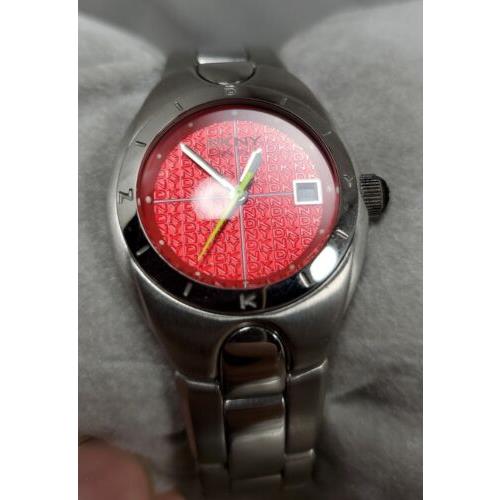 DKNY watch Red - Red Dial, Silver Band, Silver Bezel