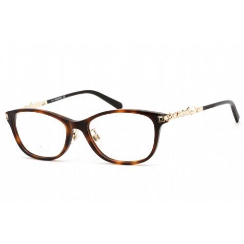 Swarovski Women`s Eyeglasses Dark Havana Cat Eye Plastic Frame SK5356-D 052