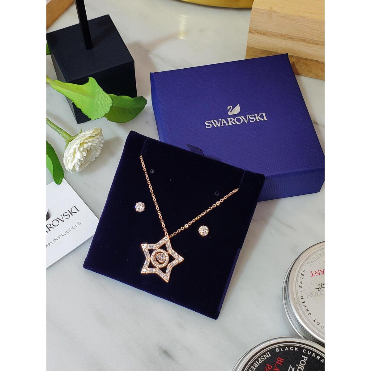 in Gift Box Swarovski 5622730 RG Star Stella Set Necklace + Stud Earrings