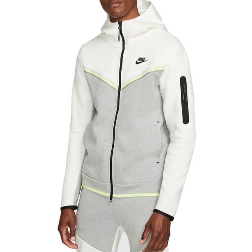 Nike Mens Sportswear Tech Fleece Full-zip Hoodie CU4489-133 Sail/dark Grey Lemon