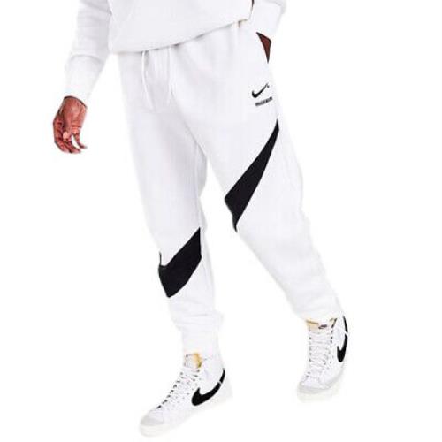 Men`s Nike White/black Sportswear Swoosh Tech Fleece Pants - White/Black
