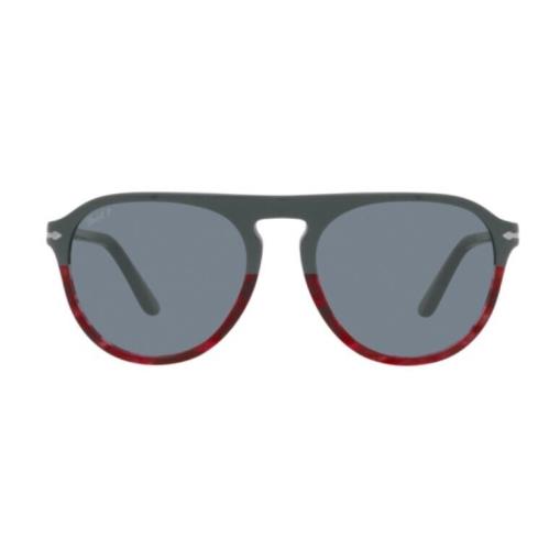Persol 0PO3302S 117656 Grey-striped Amarena/light Blue Unisex Sunglasses
