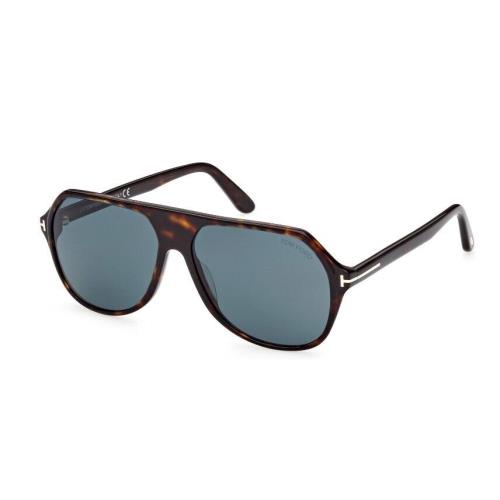 Tom Ford FT0934 Hayes 52V Shiny Dark Havana /dark Teal Men`s Sunglasses - Frame: Shiny Dark Havana, Lens: Dark Teal