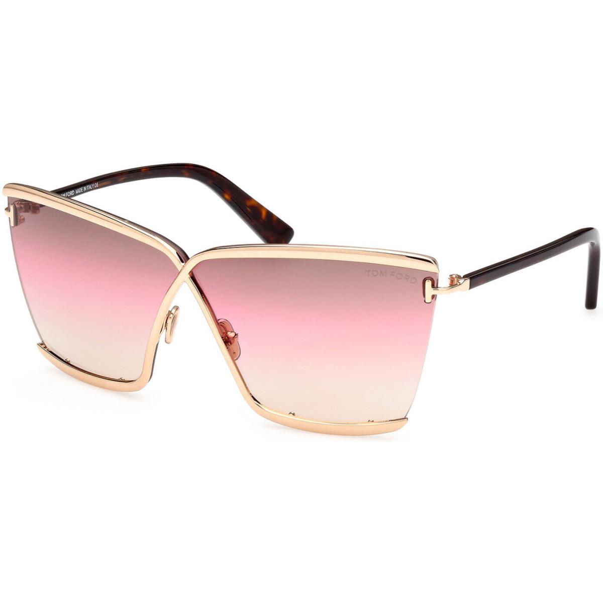 Tom Ford ELLE-02 FT0936 28F Shiny Rose Gold Black Temples / Grad Smoke 71MM