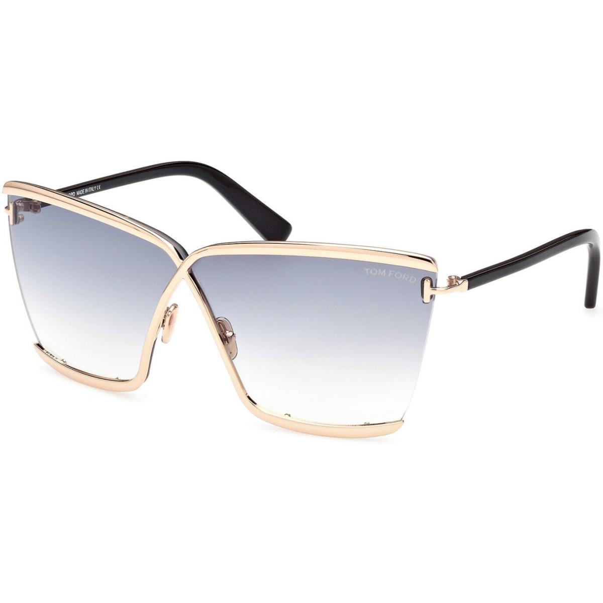 Tom Ford ELLE-02 FT0936 28B Rose Gold W. Dk. Havana Temples / Grad. Brown 71