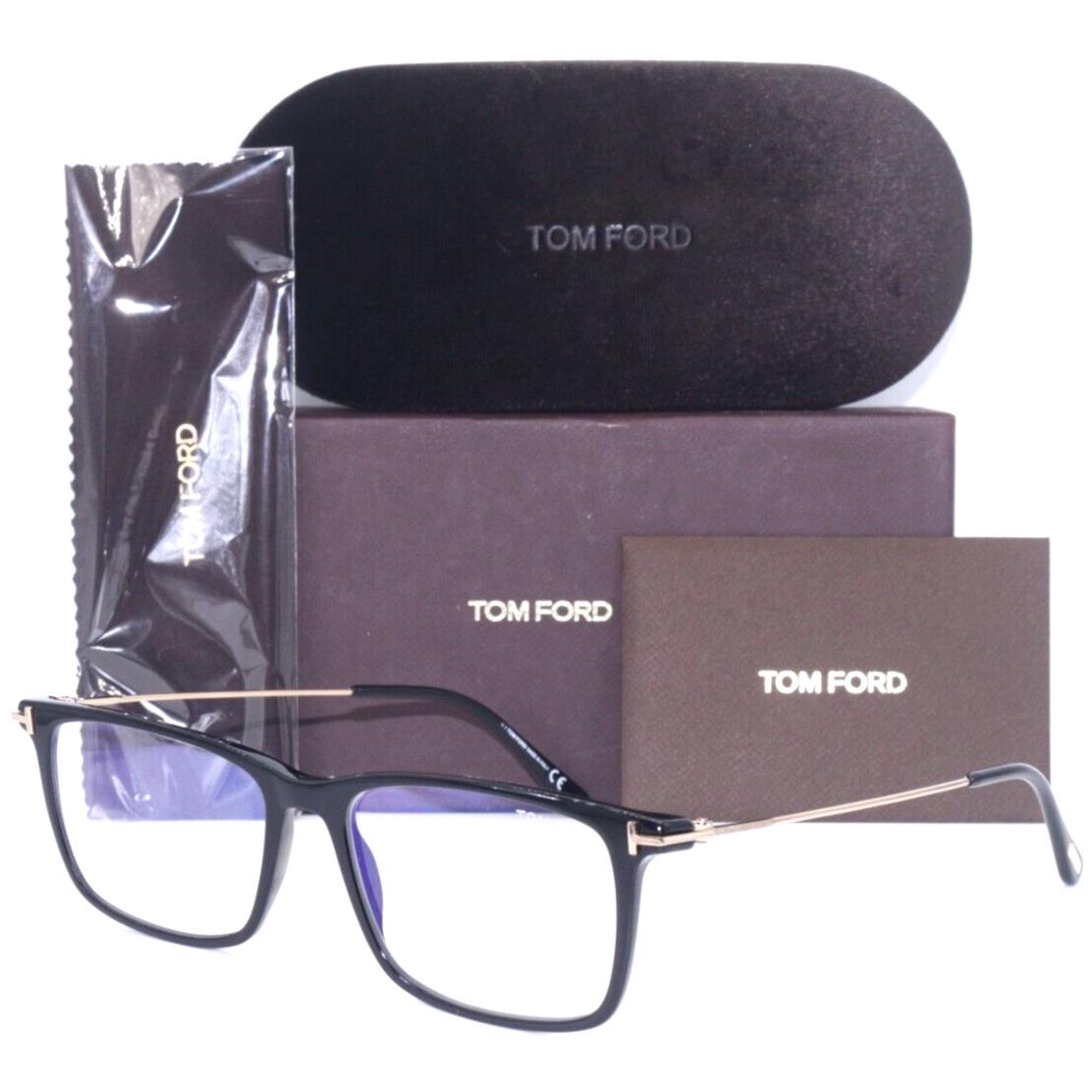 Tom Ford TF5758-B 001 Polish Black W/gold Temples Eyeglasses 56-15