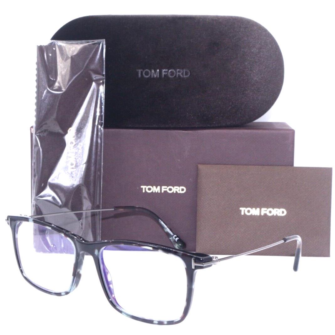 Tom Ford TF 5758-B 055 Dark Teal Havana-silver Eyeglasses 54-16