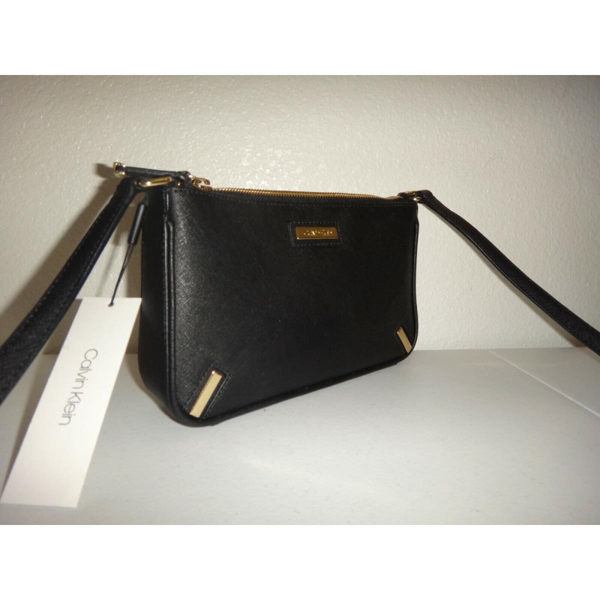 Calvin Klein Women`s Purse Cross-body Bag Black Saffiano Leather Gold H8GE18HZ - Klein bag - | Brands