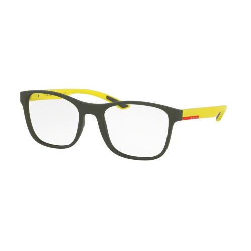Prada Sport Eyeglasses VPS08G UR8-1O1 Black Yellow Square Frames 54MM - Black Frame