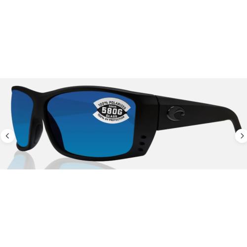 Costa Del Mar Cat Cay Blackout Frame Blue Mirror 580G Glass Polarized Lens