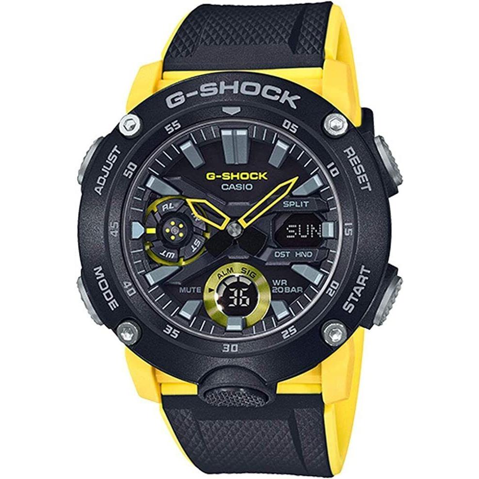 Casio GA2000-1A9 G-shock Men`s Watch Black/yellow 51.2mm Carbon/res